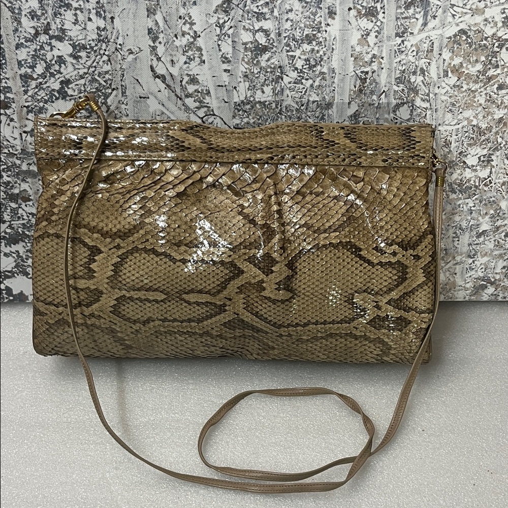 Bags By Supreme 70s Vintage Python Snakeskin Leather Clutch Handbag
